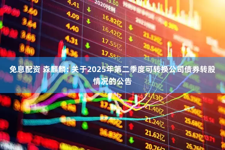 免息配资 森麒麟: 关于2025年第二季度可转换公司债券转股情况的公告