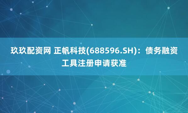 玖玖配资网 正帆科技(688596.SH)：债务融资工具注册申请获准