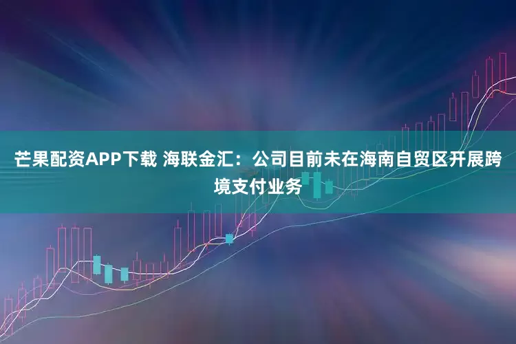 芒果配资APP下载 海联金汇：公司目前未在海南自贸区开展跨境支付业务